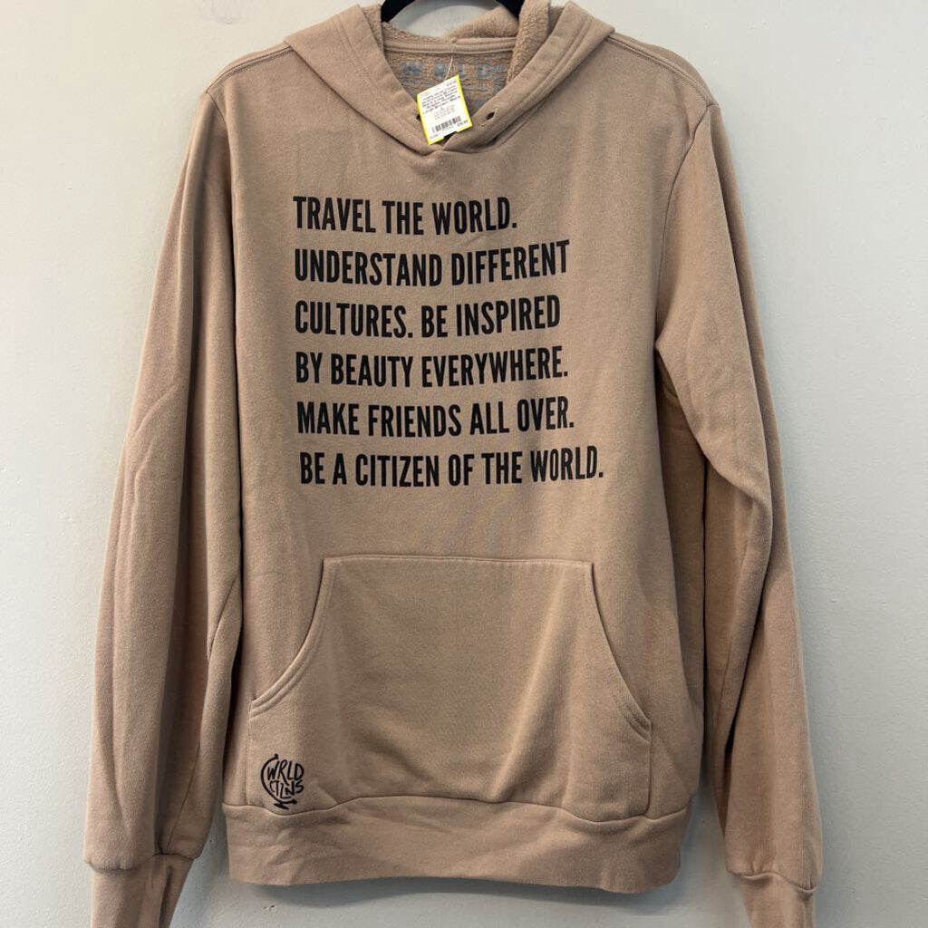 Wrld Ctzns Brown/ Black Long Sleeve Graphic Hoodie Large