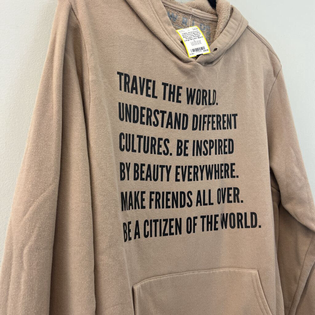 Wrld Ctzns Brown/ Black Long Sleeve Graphic Hoodie Large
