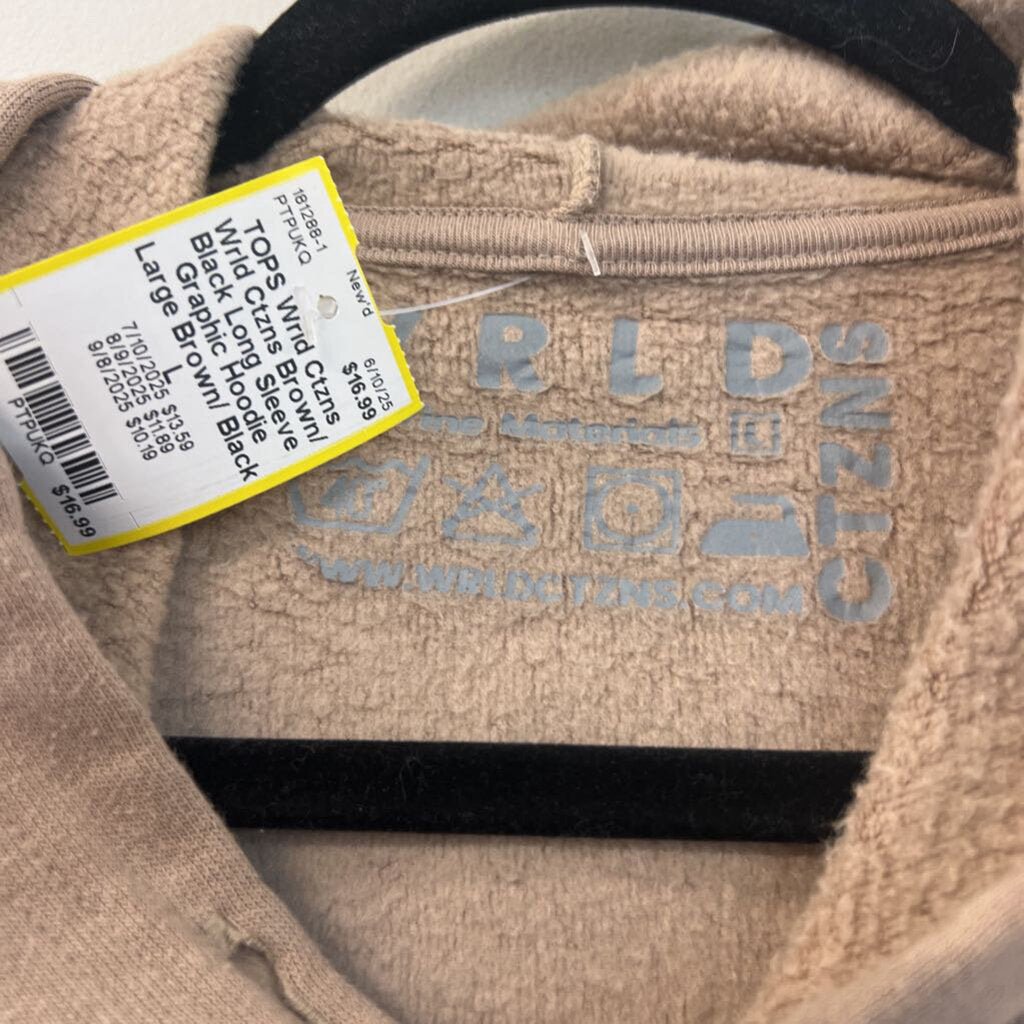 Wrld Ctzns Brown/ Black Long Sleeve Graphic Hoodie Large