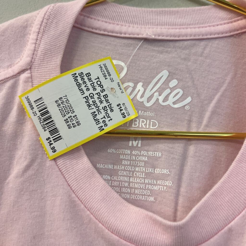 Barbie Pink Short Sleeve Graphic Tee Medium