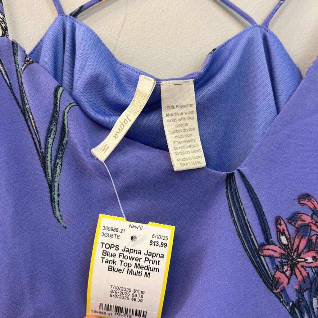Japna Blue Flower Print Tank Top Medium