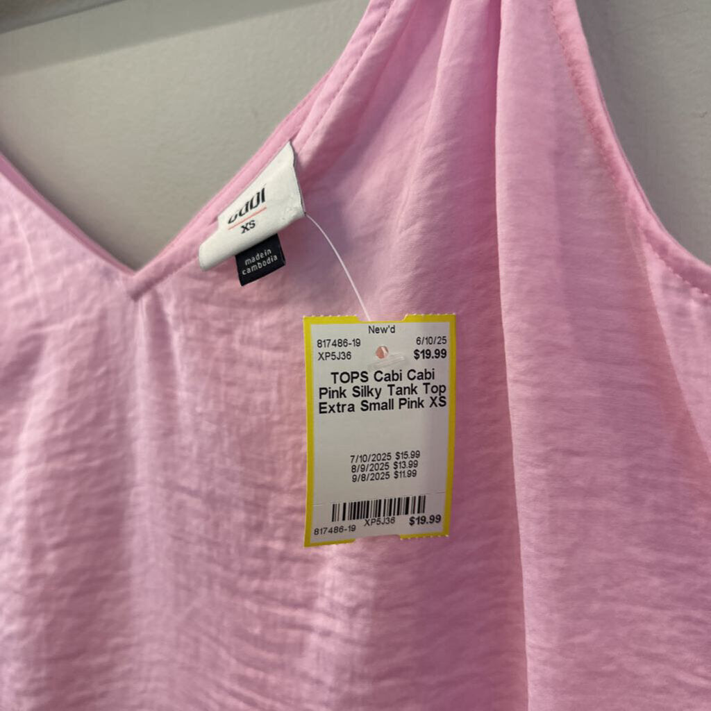 Cabi Pink Silky Tank Top Extra Small