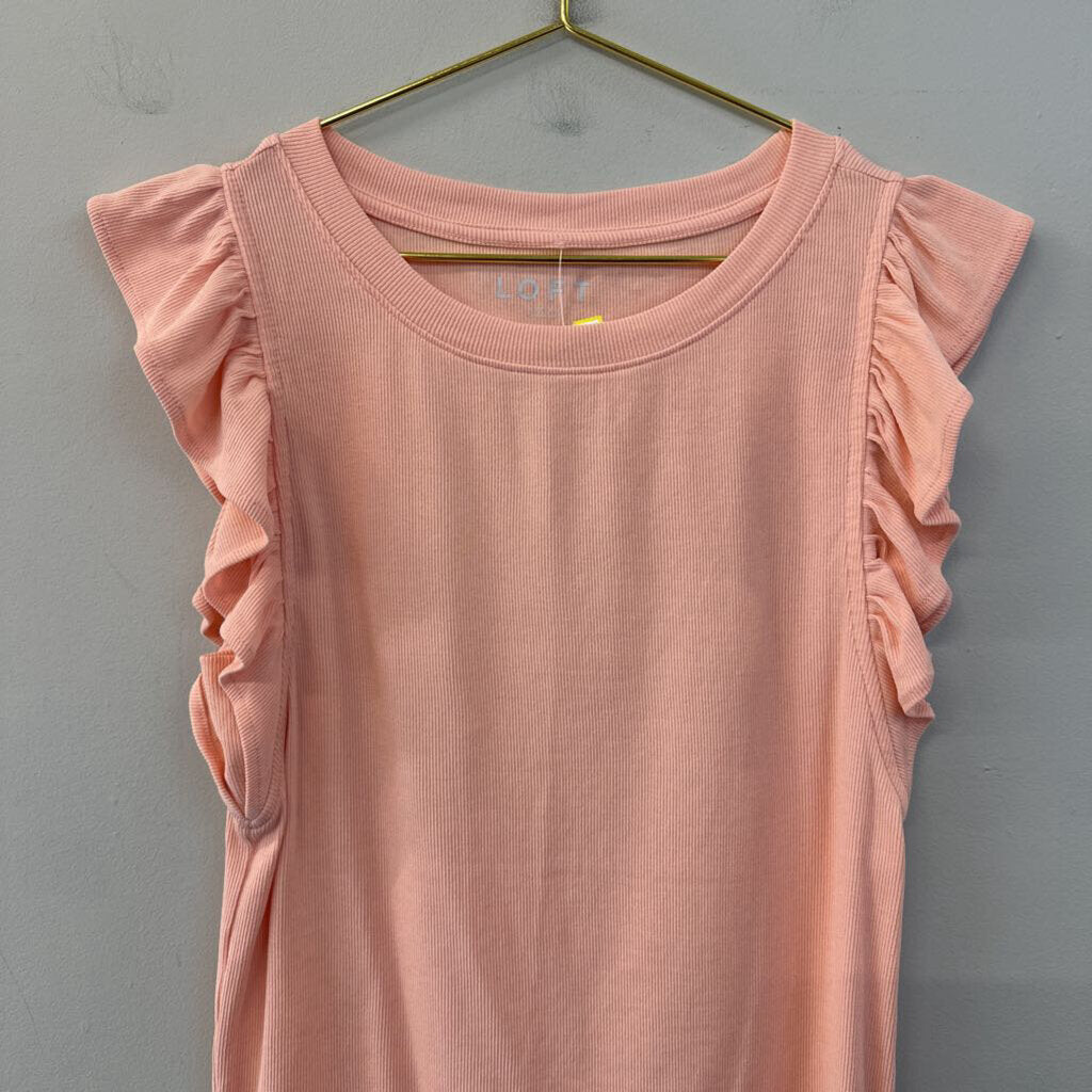 Loft Orange Short Ruffle Sleeve Top Medium