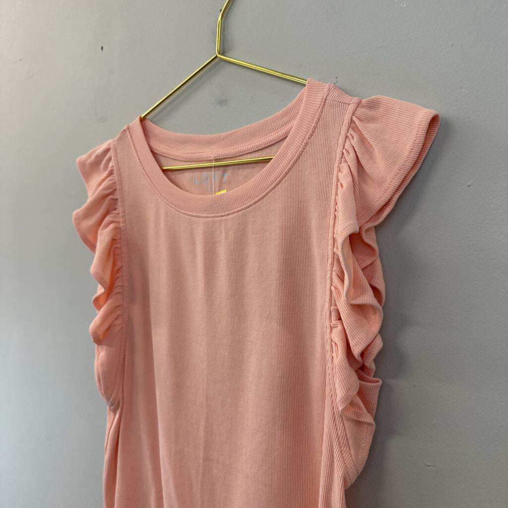 Loft Orange Short Ruffle Sleeve Top Medium