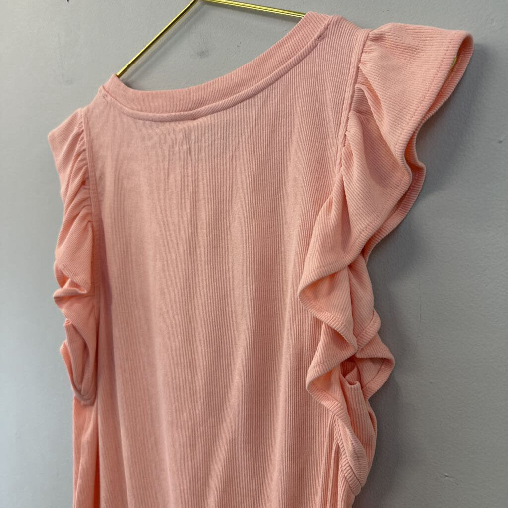 Loft Orange Short Ruffle Sleeve Top Medium