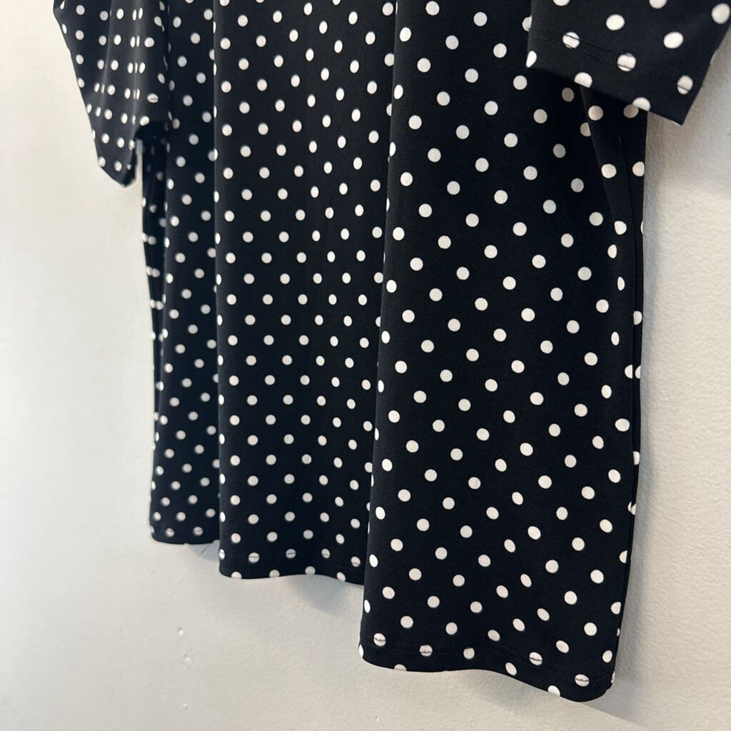 Cece Black/ White Polka Dot Short Sleeve Top Small