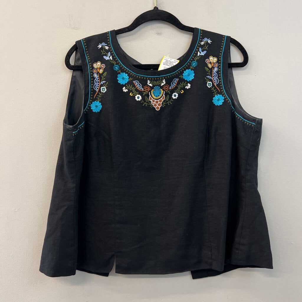 Black/Blue Embroidered Vintage Tank 16P