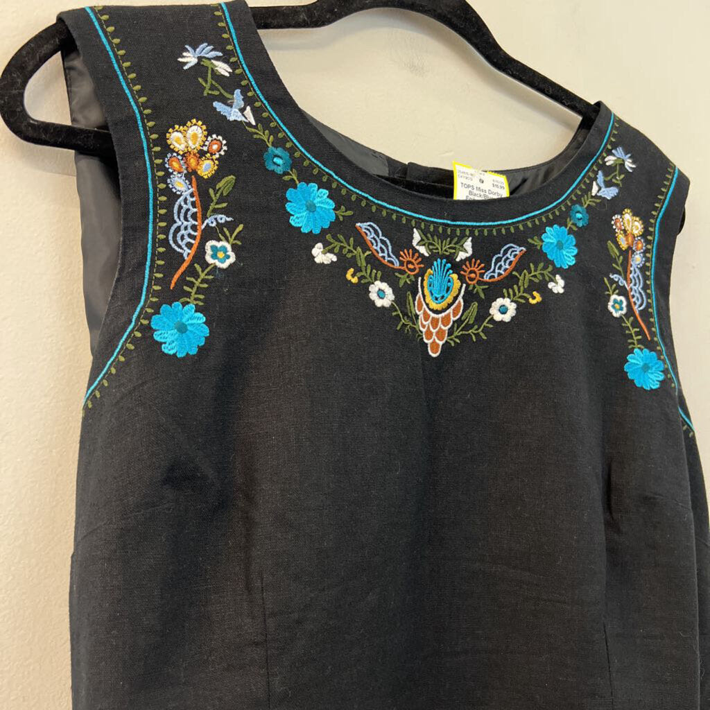 Black/Blue Embroidered Vintage Tank 16P