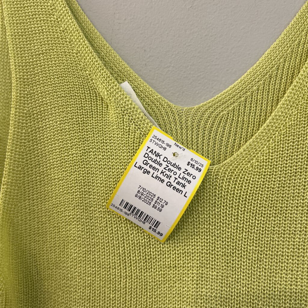 Double Zero Lime Green Knit Tank Large