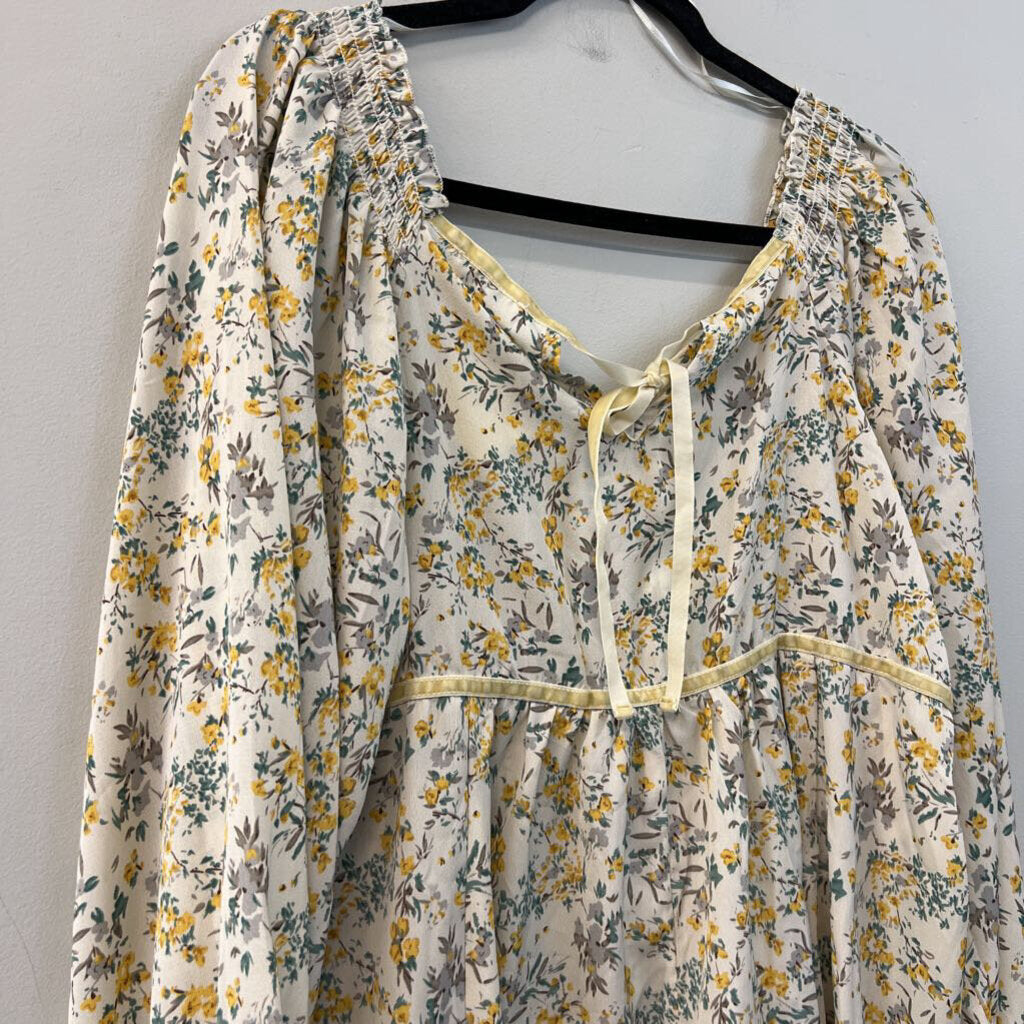 Cream/Yellow Floral Longsleeve Top Large