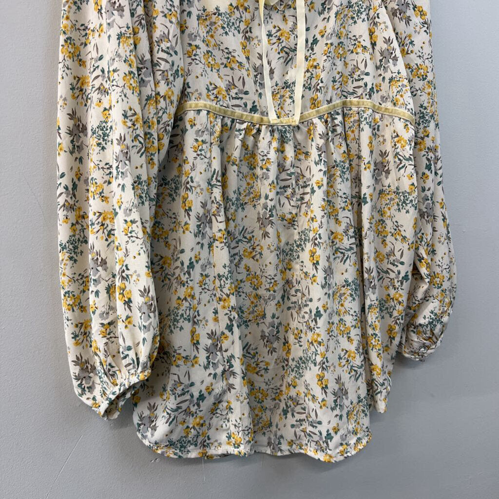 Cream/Yellow Floral Longsleeve Top Large