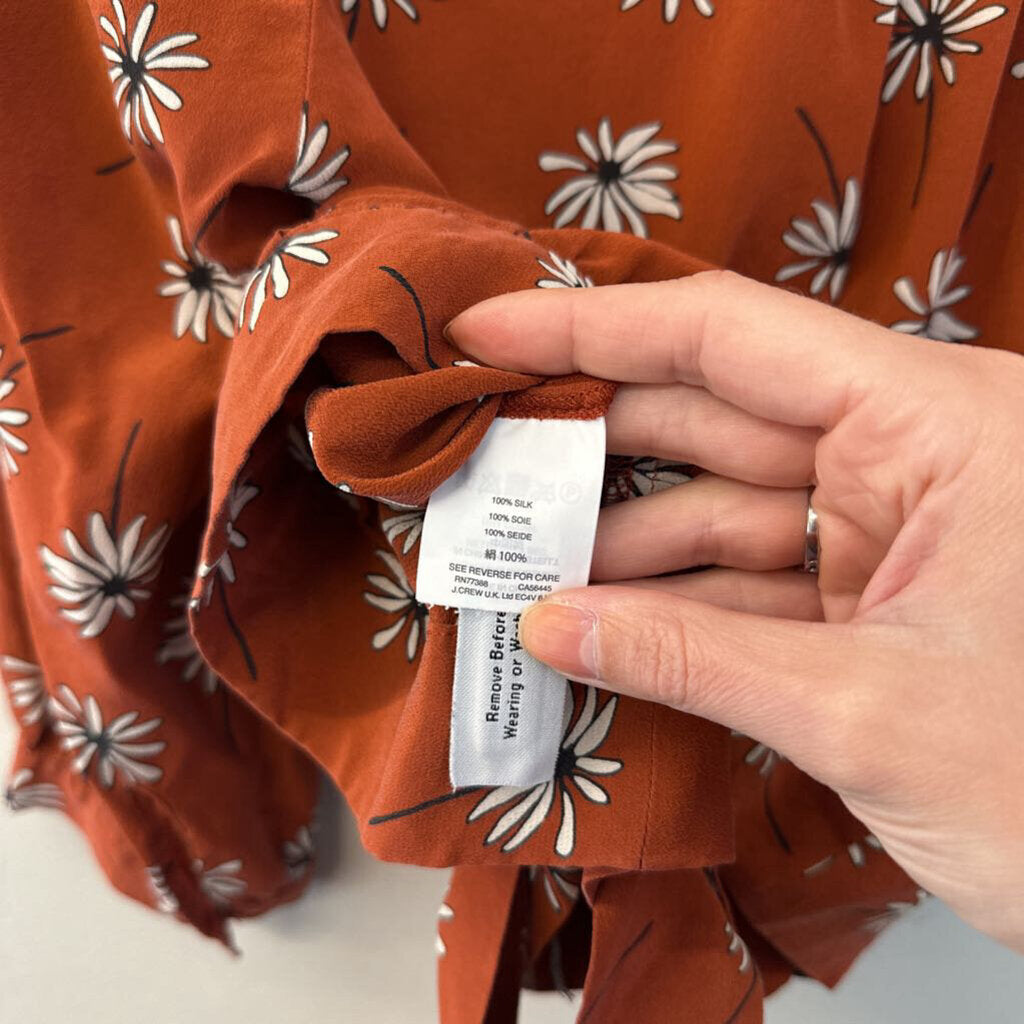 Madewell Orange Flower Print Wrap Top Small