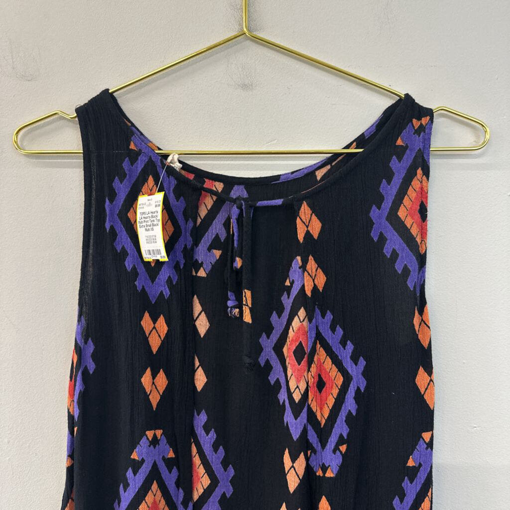 LA Hearts Black/ Multi Print Tank Top Extra Small