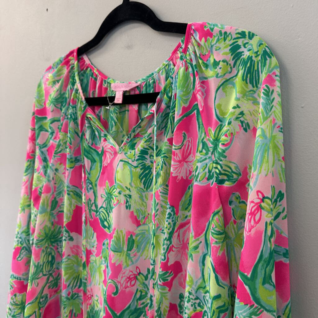 Lilly Pulitzer Pink/ Green Print Long Sleeve Top Small