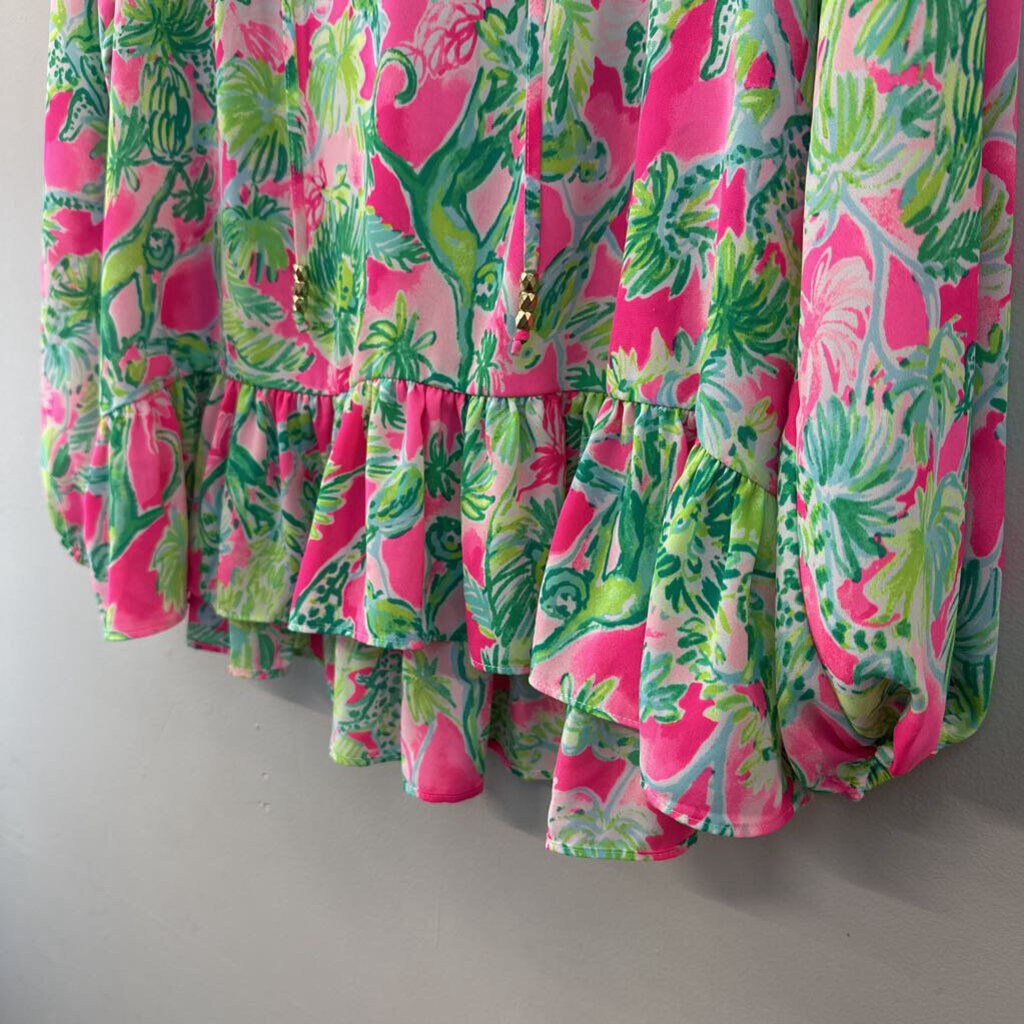 Lilly Pulitzer Pink/ Green Print Long Sleeve Top Small