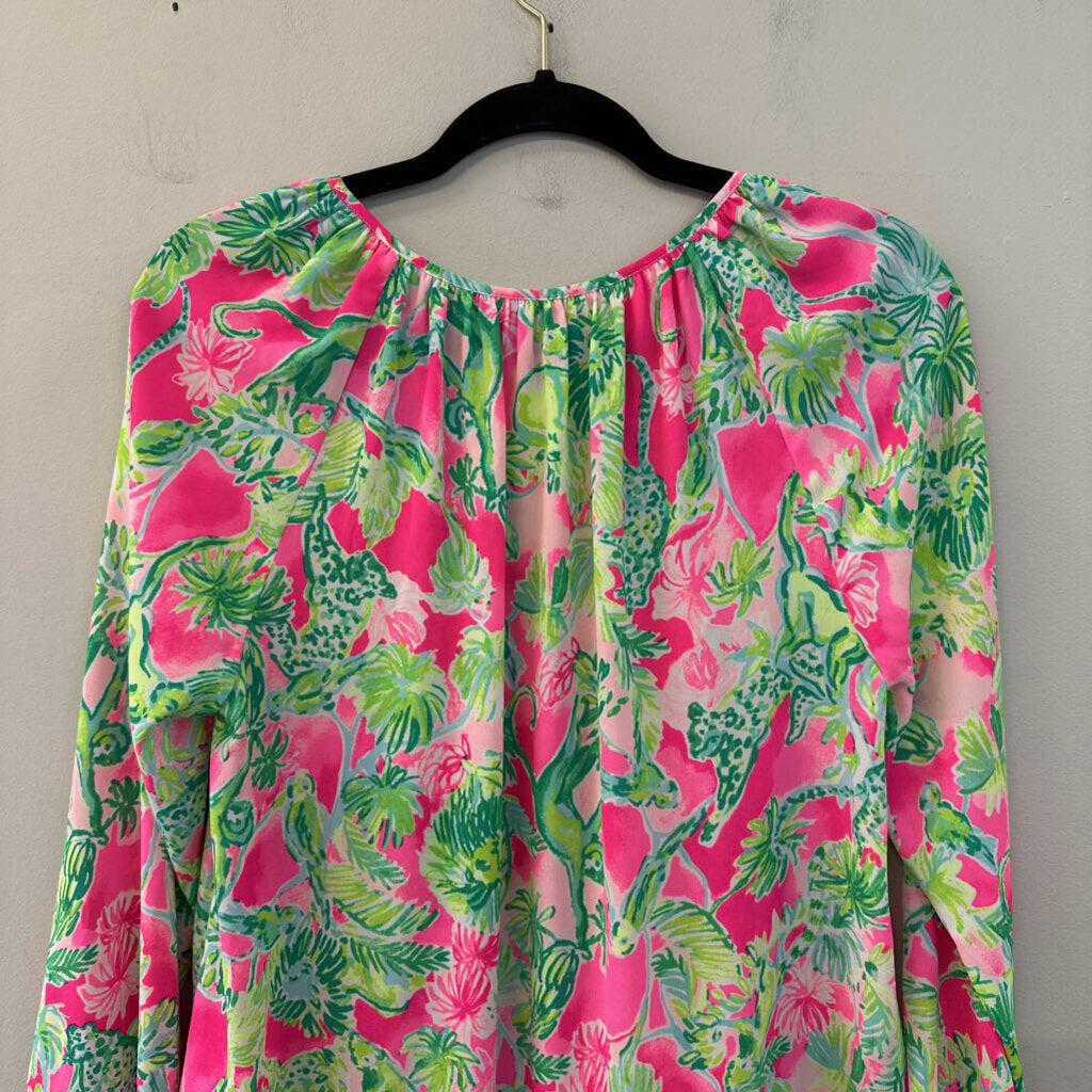 Lilly Pulitzer Pink/ Green Print Long Sleeve Top Small