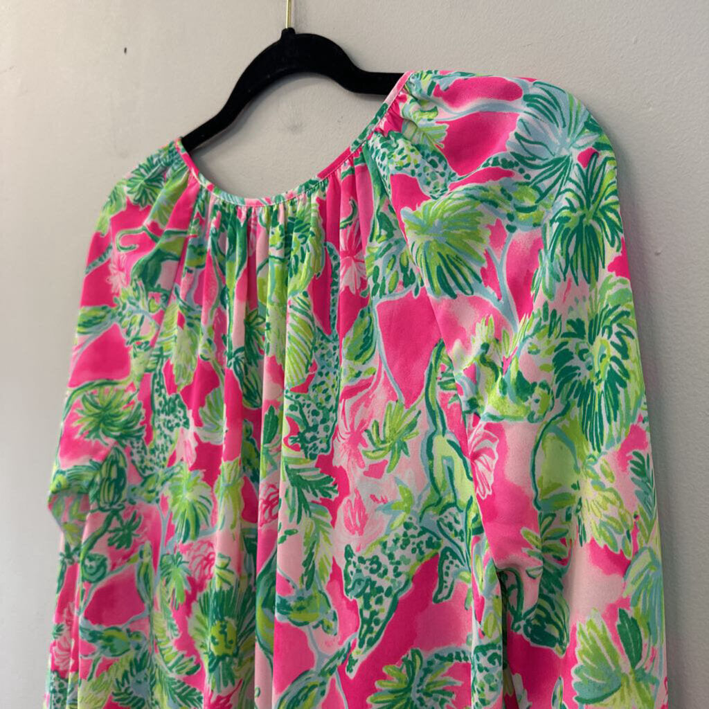 Lilly Pulitzer Pink/ Green Print Long Sleeve Top Small