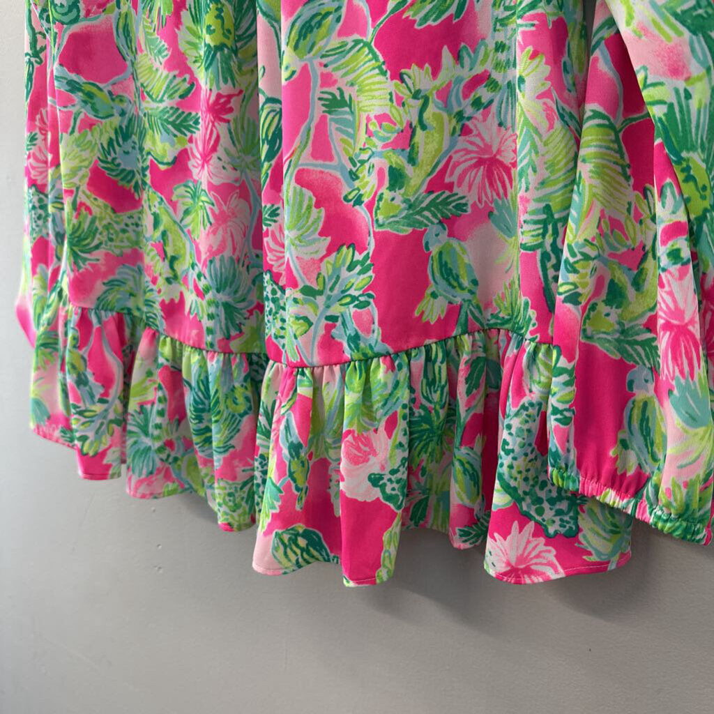 Lilly Pulitzer Pink/ Green Print Long Sleeve Top Small