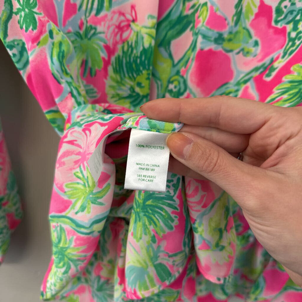 Lilly Pulitzer Pink/ Green Print Long Sleeve Top Small