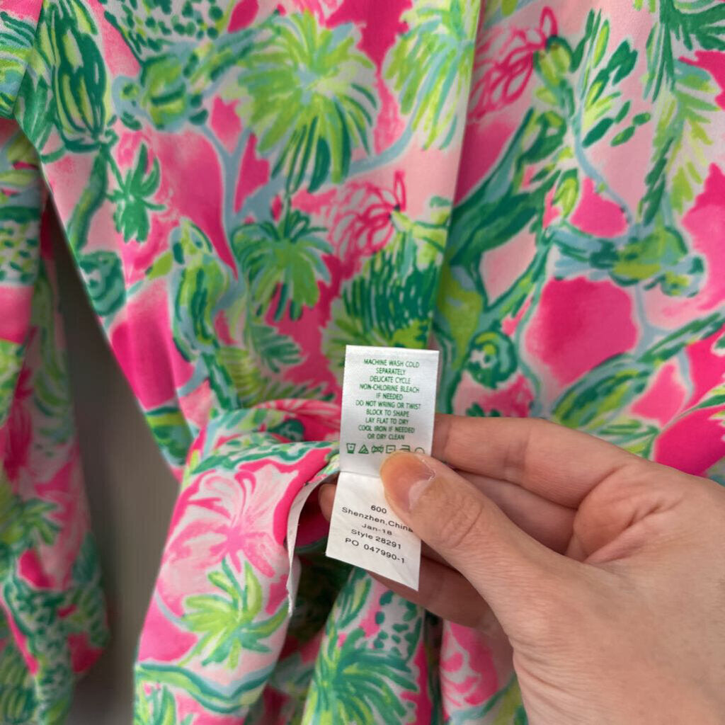 Lilly Pulitzer Pink/ Green Print Long Sleeve Top Small