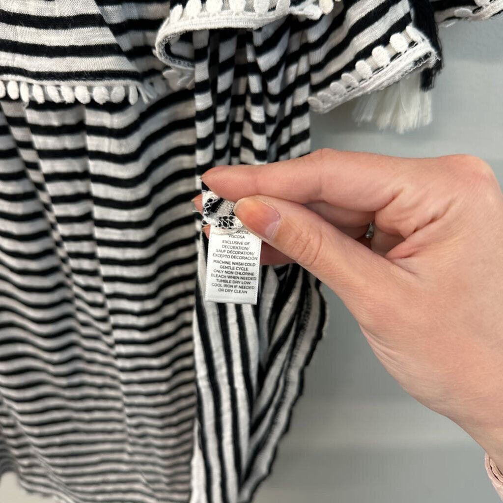 Loft Black/White Striped Offshoulder Large