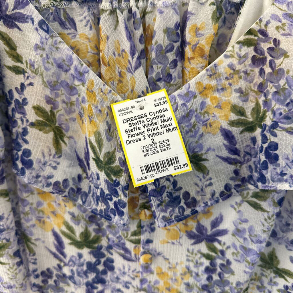 Cynthia Steffe White/ Multi Flower Print Maxi Dress 2