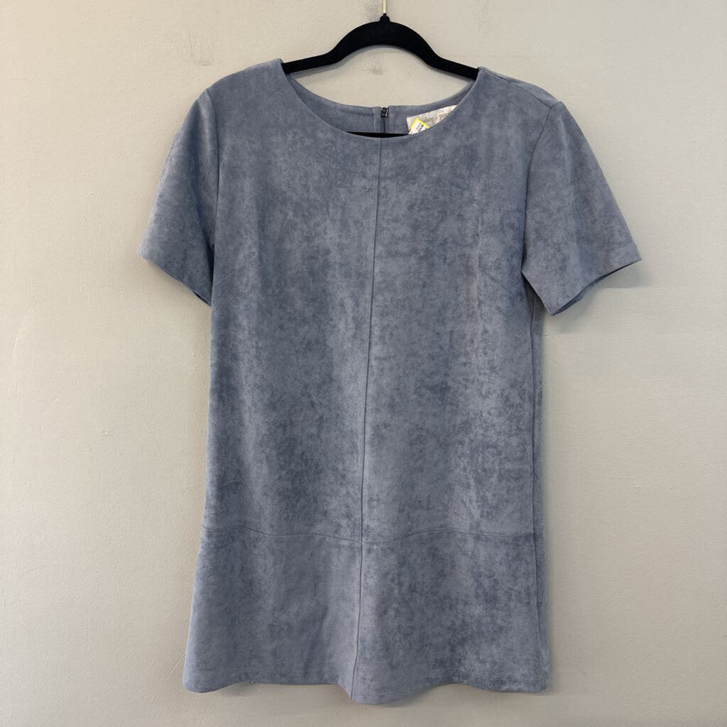 Bishop and Young Blue Suede Short Sleeve Dress Small Anthropologie