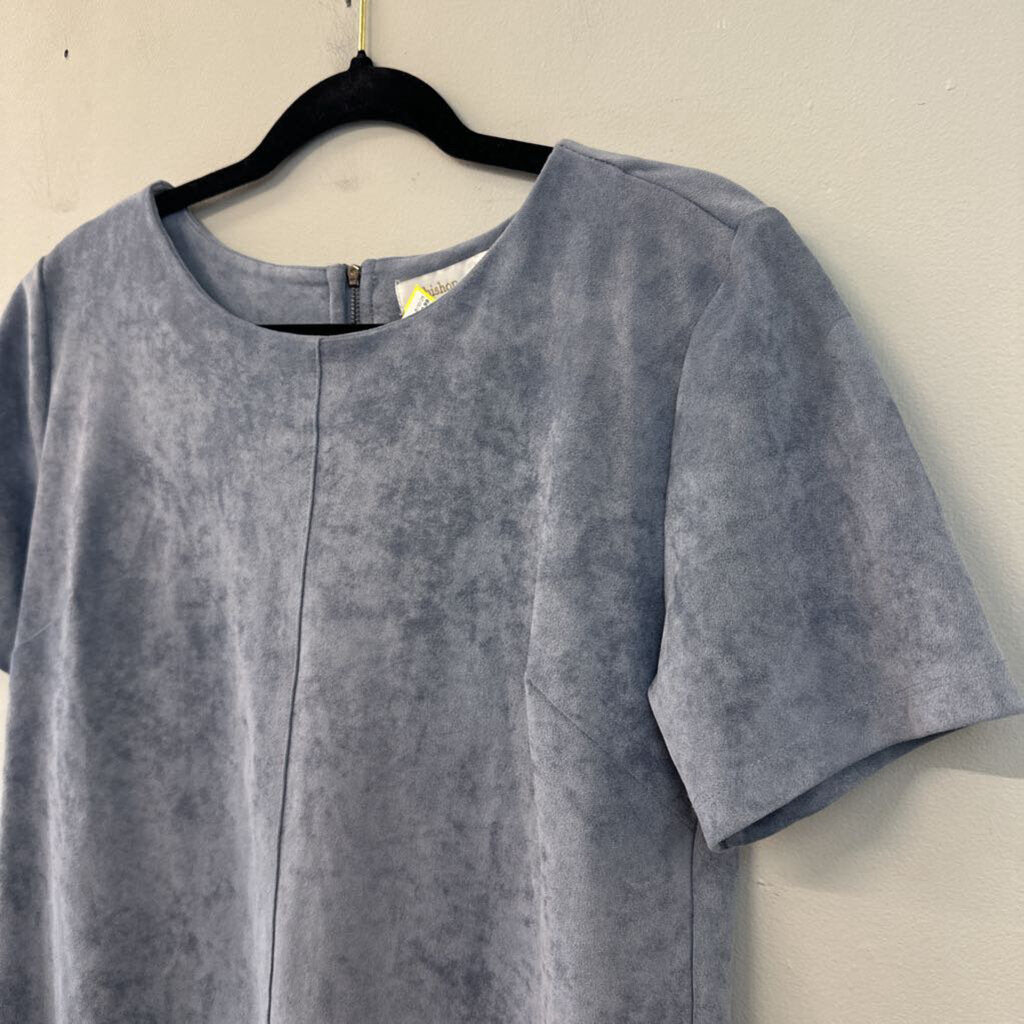 Bishop and Young Blue Suede Short Sleeve Dress Small Anthropologie