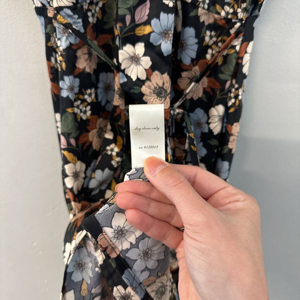 Altar'd State Black/Brown/Blue Floral Satin Dress Extra Small