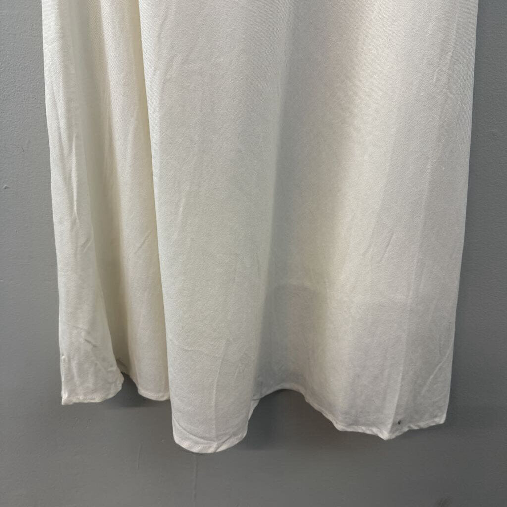 Ivory Strapless Midi Tie Top Dress 0