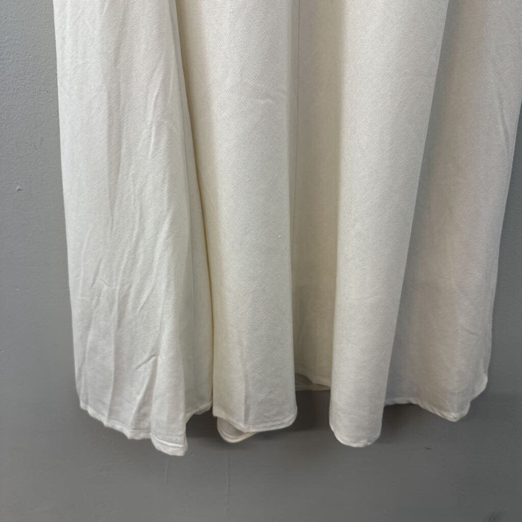 Ivory Strapless Midi Tie Top Dress 0