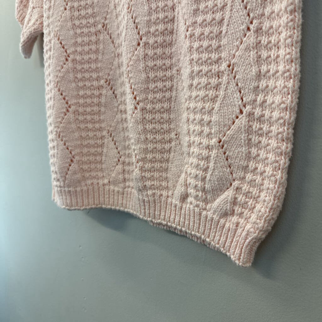 Vintage Pink Knit Short Sleeve Sweater Top Small