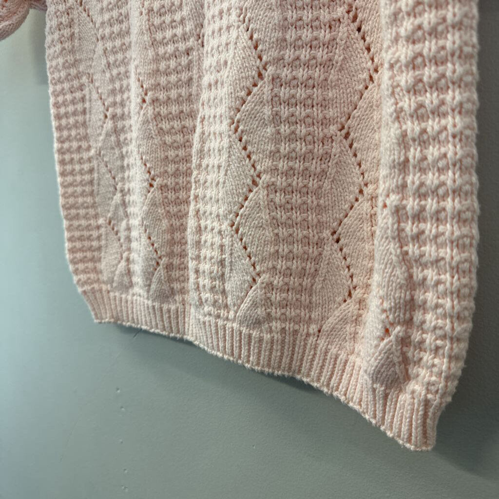 Vintage Pink Knit Short Sleeve Sweater Top Small