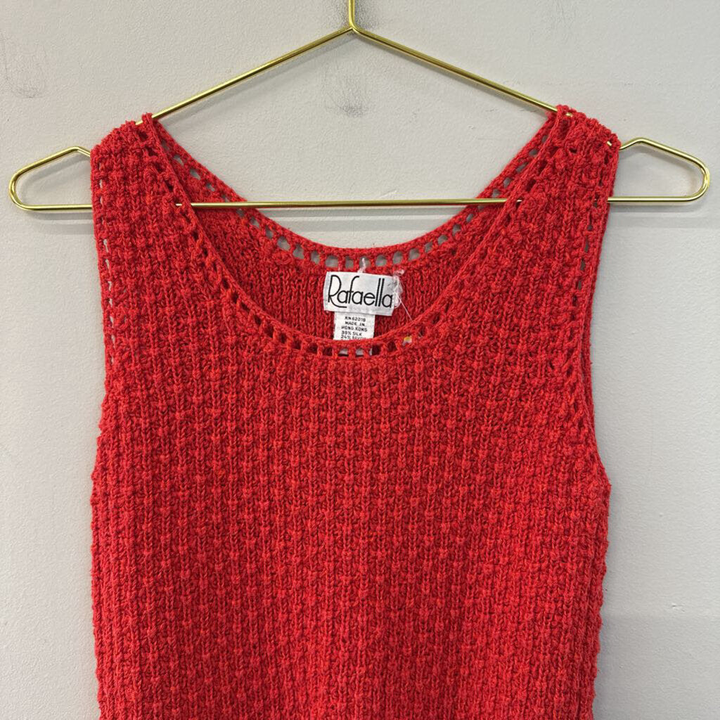 Vintage Rafaella Red Knit Sweater Tank Top Small