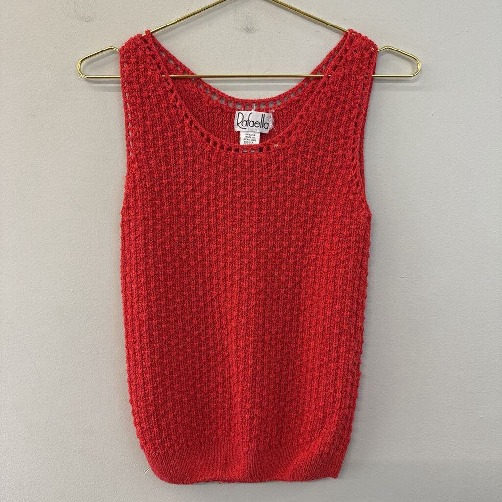 Vintage Rafaella Red Knit Sweater Tank Top Small