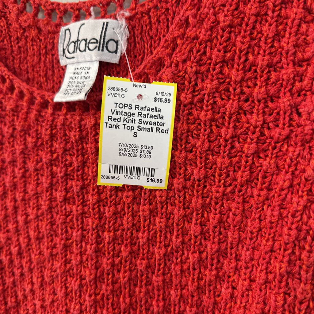 Vintage Rafaella Red Knit Sweater Tank Top Small