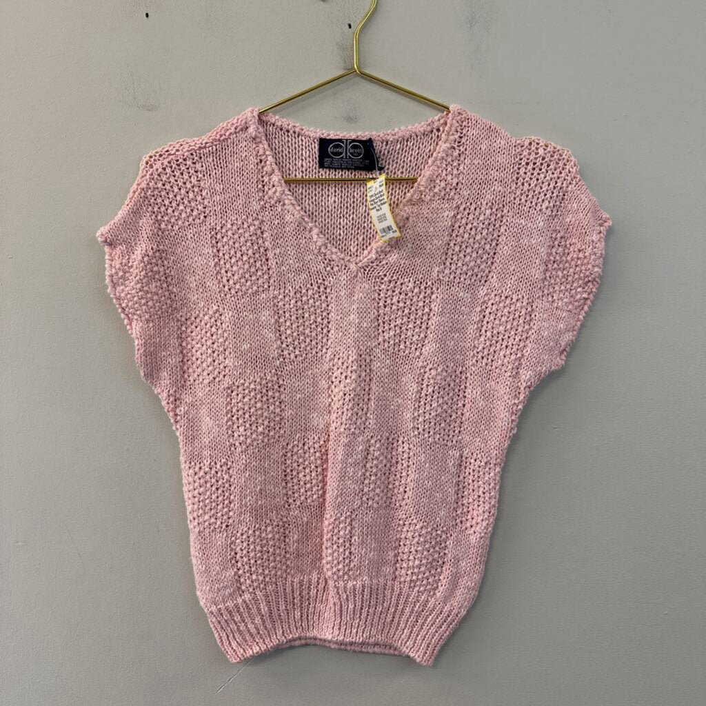 Vintage David Brett Pink Short Sleeve Sweater Top Medium