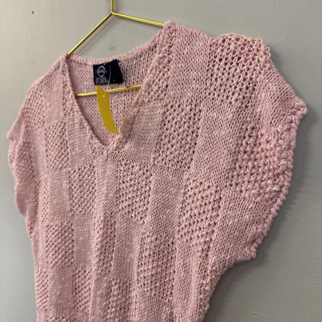 Vintage David Brett Pink Short Sleeve Sweater Top Medium