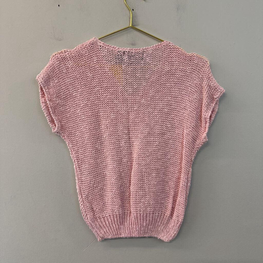 Vintage David Brett Pink Short Sleeve Sweater Top Medium