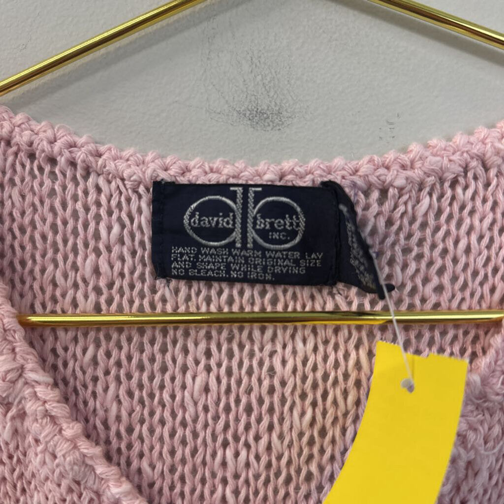 Vintage David Brett Pink Short Sleeve Sweater Top Medium