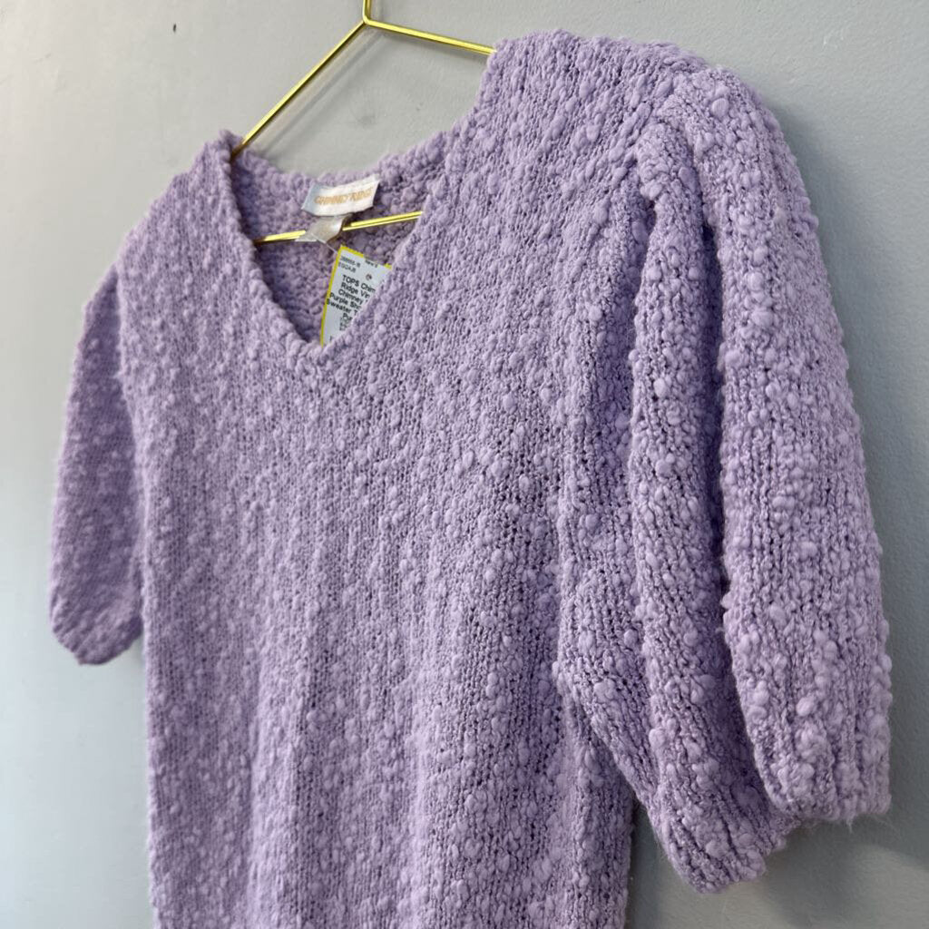 Vintage Chimney Ridge Purple Short Sleeve Sweater Top Medium