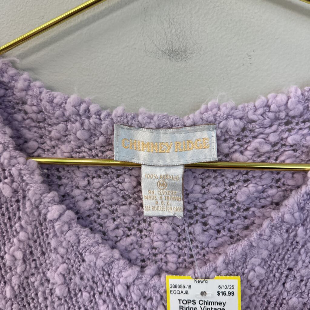 Vintage Chimney Ridge Purple Short Sleeve Sweater Top Medium