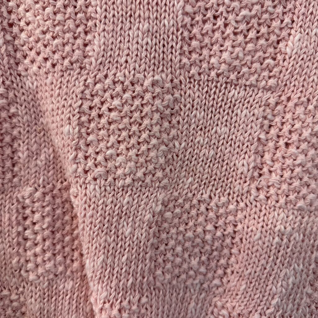 Vintage Pink Checkered Short Sleeve Sweater Top Small