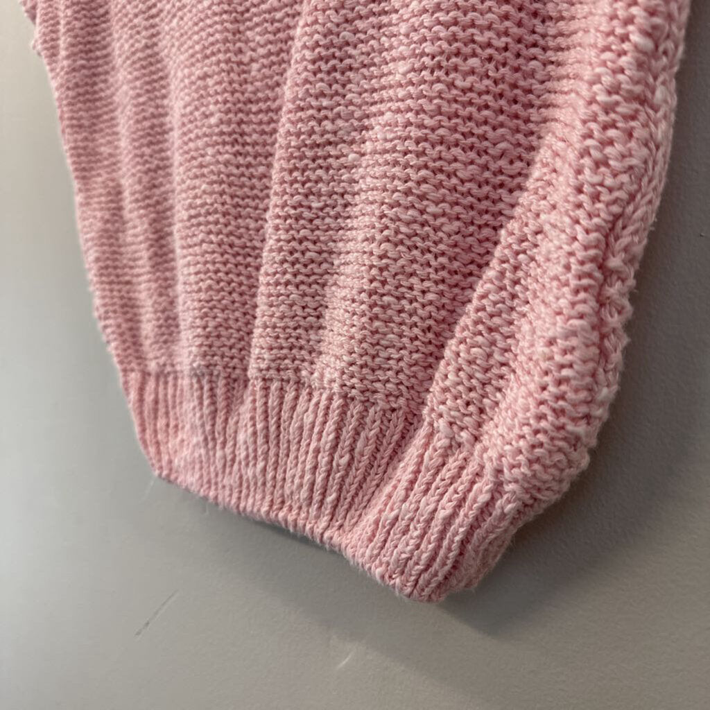 Vintage Pink Checkered Short Sleeve Sweater Top Small