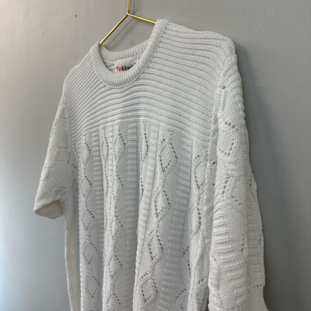 Vintage Fire Islander White Short Sleeve Sweater Top Large