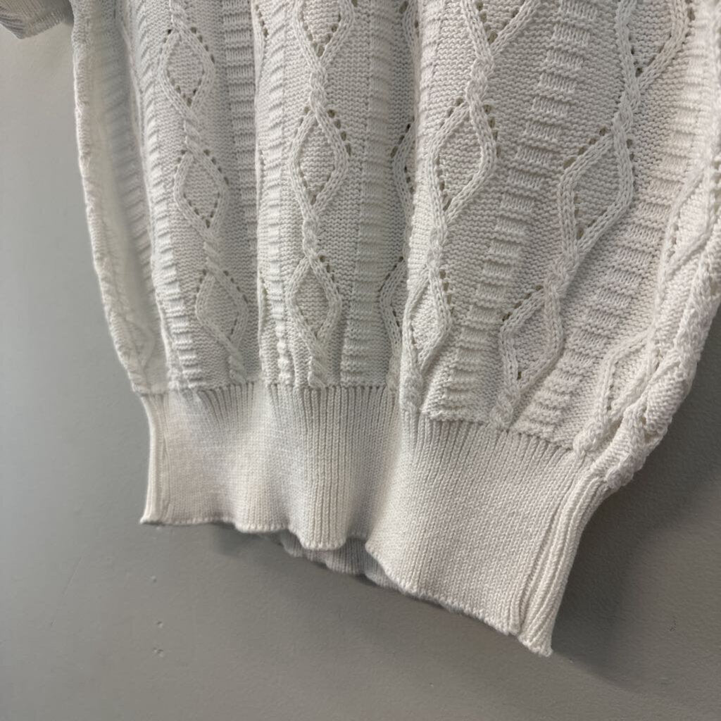 Vintage Fire Islander White Short Sleeve Sweater Top Large