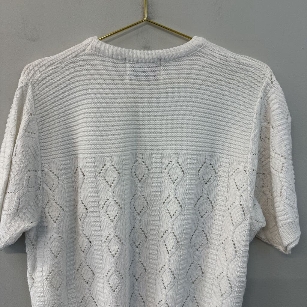 Vintage Fire Islander White Short Sleeve Sweater Top Large