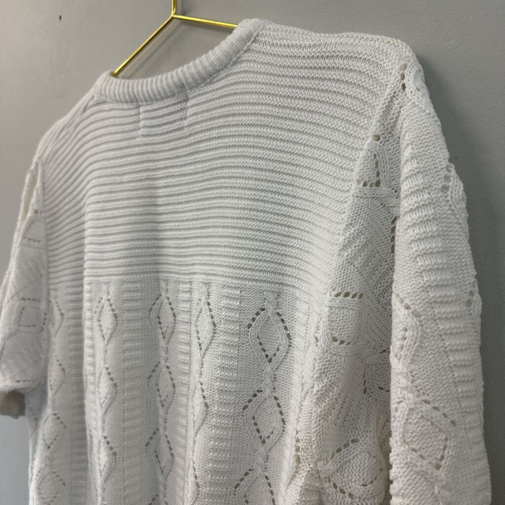 Vintage Fire Islander White Short Sleeve Sweater Top Large
