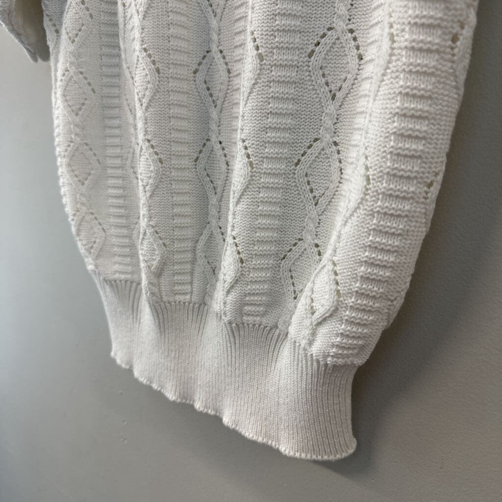 Vintage Fire Islander White Short Sleeve Sweater Top Large