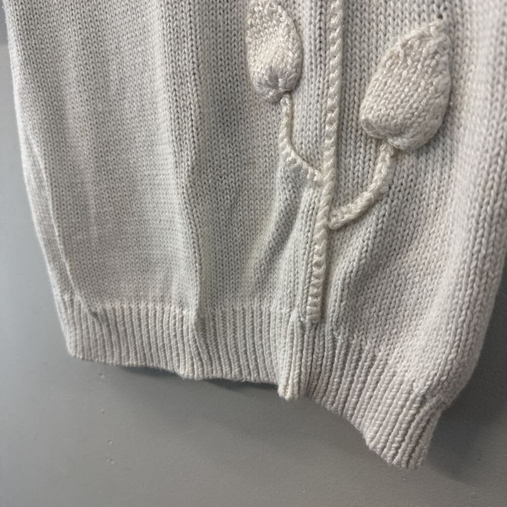 Vintage COS COB Beige Flower Knit Short Sleeve Sweater Top Medium